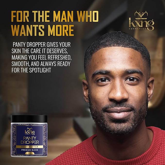 KXNG Cosmetics, Body Butter, Organic Skin Care for Men and Women, Body Moisturizer Lotions and Creams, Raw Shea Butter, Cocoa Butter, Mango, Coconut Oil, Hand, Foot, All Skin Types (Panty Dropper)