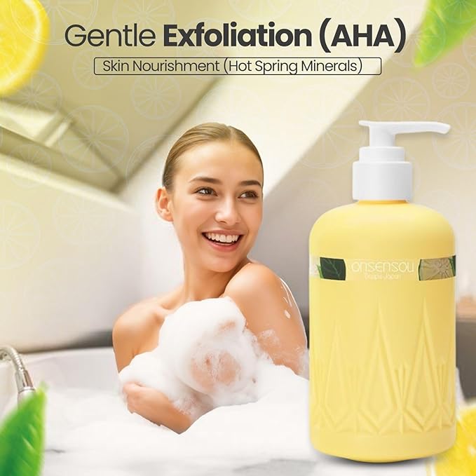 Moisturizing Body Wash for Dry Skin Women & Men, Full Body Washes with Hot Spring Yeast, Green Algae Extract & AHA from Japan, Natural Body Wash, Daily Use, 2EA, Each 10.1 Fl Oz