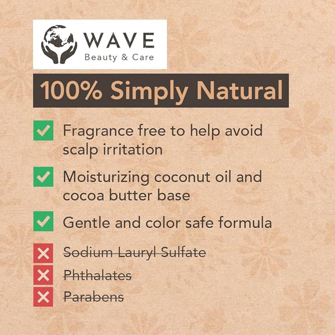 Clever Yoga Wave Unscented Shampoo Bar - Moisturizing & Handmade Vegan Bar for Shiny Hair, Natural, Sulfate Free, Organic & Non-GMO Shampoo for Women & Men, 2.3 oz, Long-Lasting (80-120 Uses)