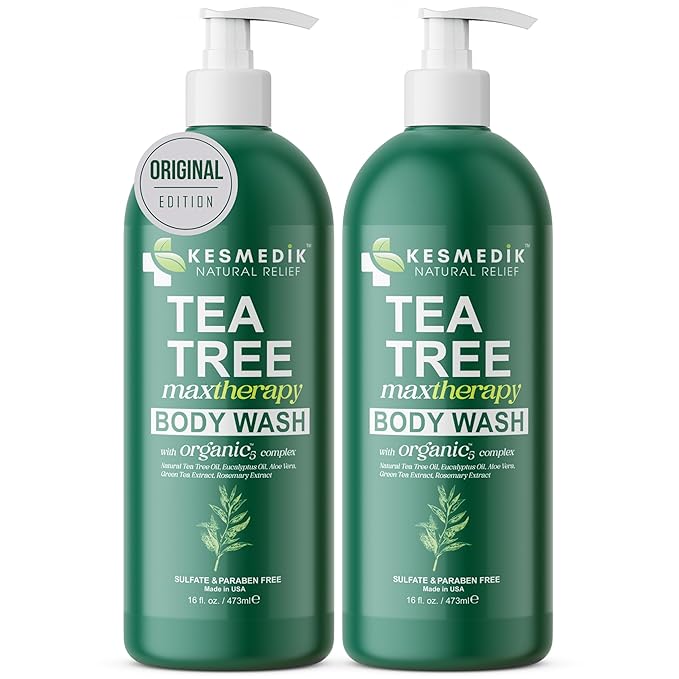 Tea Tree Body Wash MaxTherapy, Itchy Skin Relief, Tea Tree Oil Soap, Soothes Jock Itch, Athlete's Foot, Ringworm, Eczema, Psoriasis & Sensitive Skin, Men & Women, 2-Pack, Original Edition