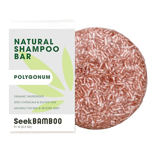 Seek Bamboo - Polygonum Shampoo Bar – Natural Hair Darkening, Anti-Hair Loss & Scalp Care - Herbal Formula, SLS-Free, Plastic-Free, All-Natural Eco-Friendly Hair Care