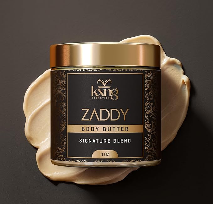 KXNG Cosmetics, Body Butter, Organic Skin Care for Men and Women, Body Moisturizer Lotions and Creams, Raw Shea Butter, Cocoa Butter, Mango, Coconut Oil, Hand, Foot, All Skin Types (Zaddy)