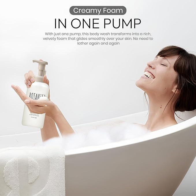 Botanist Foam Body Wash for Women, Sensitive Skin Body Wash for Men with Shea Butter, Almond & Coconut Oil, Sulfate & Paraben Free Organic BODY WASH from Japan 15.2 Fl Oz Rose & White Peach