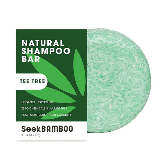 Seek Bamboo | Tea Tree Shampoo Bar – Natural Anti-Dandruff & Scalp Care | SLS-Free, Plastic-Free, Soothes Irritation & Refreshes Hair, Eco-Friendly Hair Care (Tea Tree)