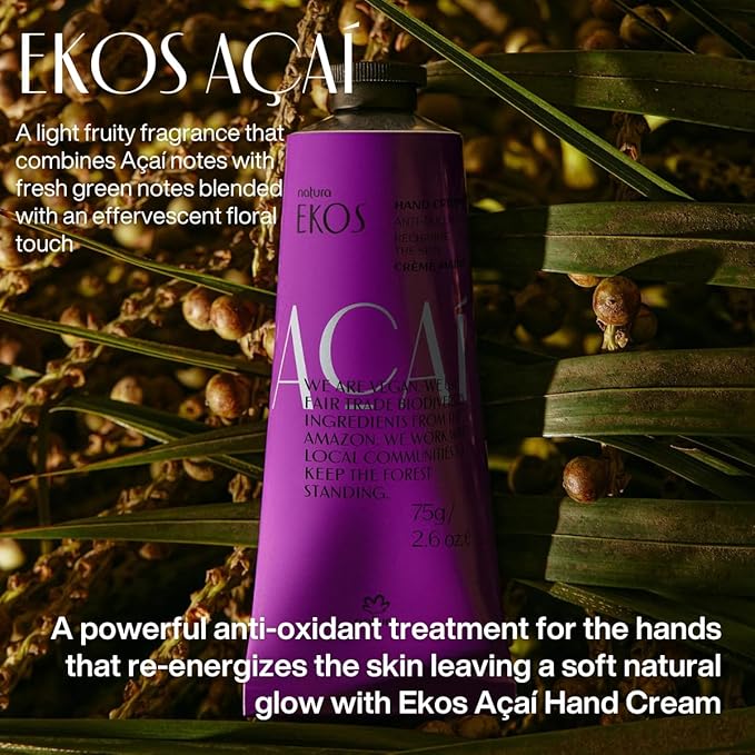 natura - Ekos Hand Cream Quartet Variety Pack, 4 Creams - (1) Maracujá, (1) Castanha, (1) Tukumã, (1) Açaí Hand Cream - Vegan Skin Care - Brazilian Beauty Secrets - Hand Care - 1.41oz (40g)
