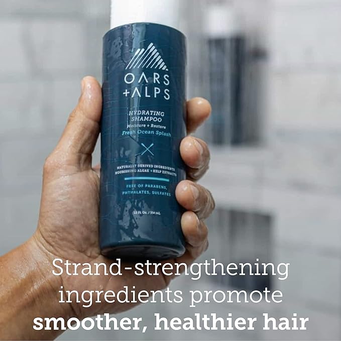 Oars + Alps Men's Sulfate Free Hair Shampoo and Conditioner Set for Men & Women, Infused with Kelp & Algae Extracts, Nourishing & Moisturizing, Paraben Free, Fresh Ocean Splash Scent, 2pk, 13.5oz