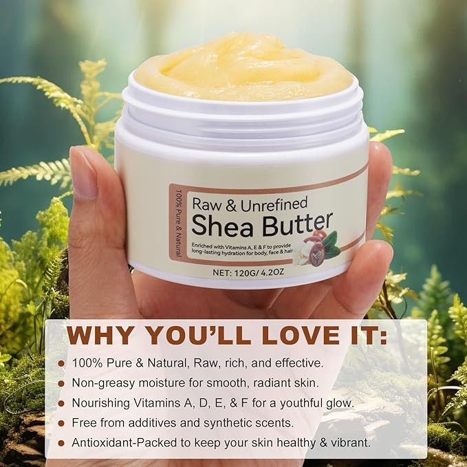 Shea Butter Body Lotion, Scented Organic Shea Butter Moisturiser, 120g Luxurious Hydration and Moisturizing, Natural Antioxidant Ingredient, For All Skin Types Face Shape Hai
