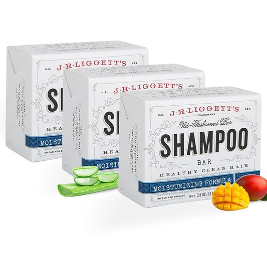 J·R·LIGGETT'S All-Natural Shampoo Bar, Moisturizing Formula -Supports Strong and Healthy Hair -Nourish Follicles with Antioxidants and Vitamins -Detergent and Sulfate-Free, Set of Three,3.5 Ounce Bar