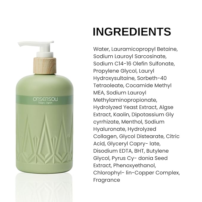 Moisturizing Body Wash for Sensitive Skin Women & Men, Full Body Wash with Hot Spring Yeast, Ocean Nutrients & Kaolin from Japan, Daily Use 10.1 Fl Oz