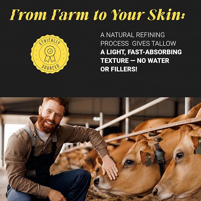 Non-Greasy Beef Tallow for Skin 5OZ Shea Butter, Vitamin E, Whipped Grass Fed Beef Tallow for Face Moisturizer Cream, Body, Hair, Lotion for Women & Men, Anti-Aging Face Moisturizer