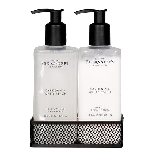 Pecksniff's Gardenia & White Peach Hand Wash and Body Lotion Set, 300ml 10.1 fl. oz. each
