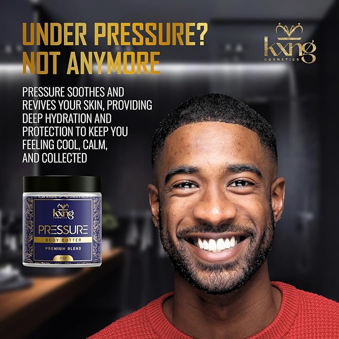 KXNG Cosmetics, Body Butter, Organic Skin Care for Men and Women, Body Moisturizer Lotions and Creams, Raw Shea Butter, Cocoa Butter, Mango, Coconut Oil, Hand, Foot, All Skin Types (Pressure)