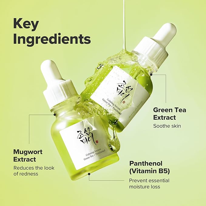Beauty of Joseon Calming Serum Green Tea Panthenol Soothing, Moisturizing Sensitive, Acne-Prone, UV Irritated Skin, Daily Korean Skin Care for Men and Women, 30ml 1 fl.oz