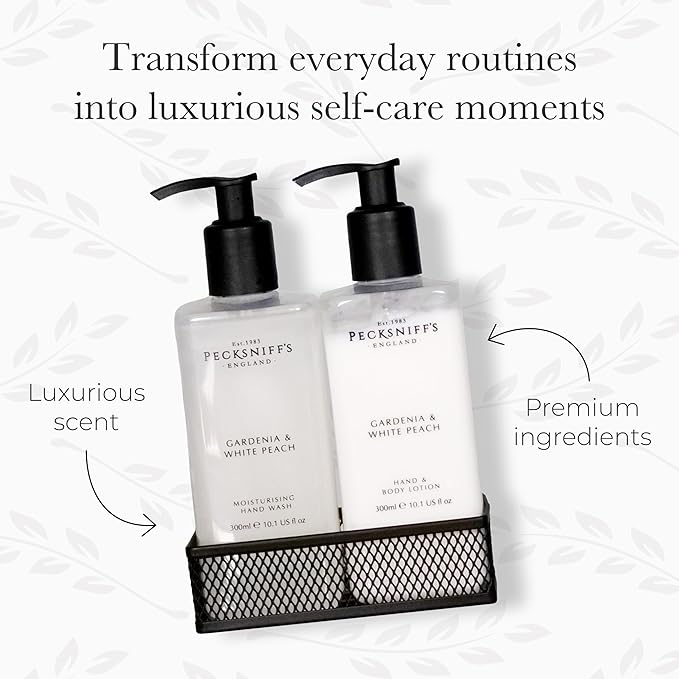 Pecksniff's Gardenia & White Peach Hand Wash and Body Lotion Set, 300ml 10.1 fl. oz. each