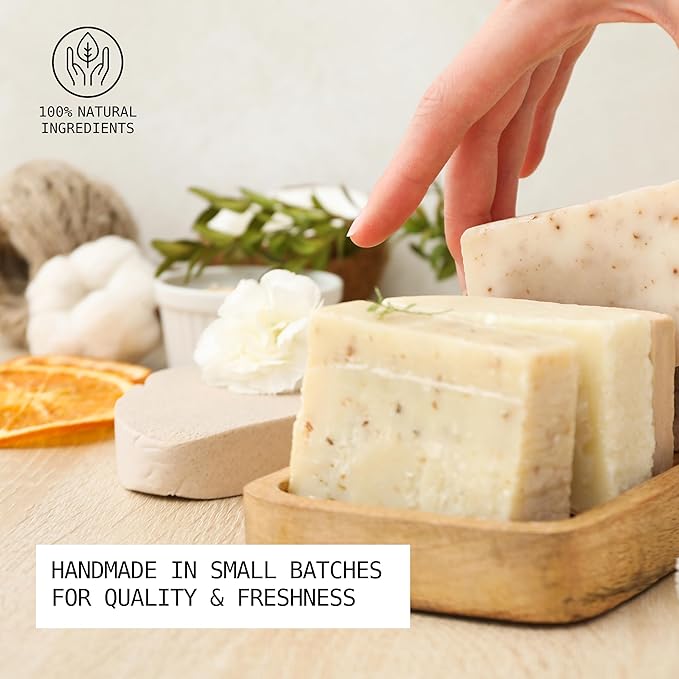 Natural Organic for Face and Body, Exfoliating & Moisturizing Soap Bar with Shea Butter, Coconut Oil and Essential Oils, 4oz Per Bar (Lemongrass)