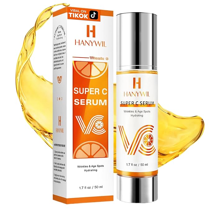 HANYWIL 20% Super Vitamin C Serum, Dark Spot Remover for Face, Hyaluronic Acid Total Package Serum, Targets Age Spots, Hydrates and Wrinkle Reduction 1.7fl oz
