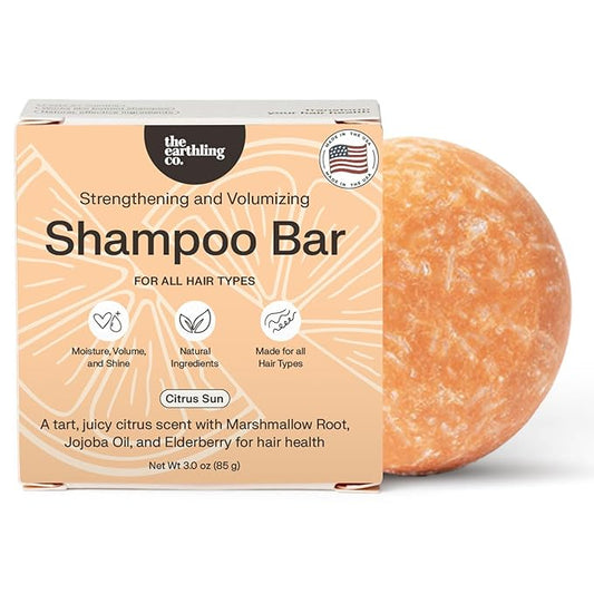 The Earthling Co. Shampoo Bar - Promote Hair Growth, Strengthen & Volumize All Hair Types - Paraben & Sulfate Free formula with Natural, Vegan Ingredients for Dry Hair (Citrus Sun, 3 oz)