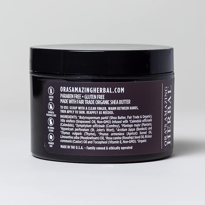 Ora's Amazing Herbal Ultra Healing Body Butter, Intensive Unscented Moisturizer For Dry Skin, Fragrance Free Skin Cream, 8 oz Large