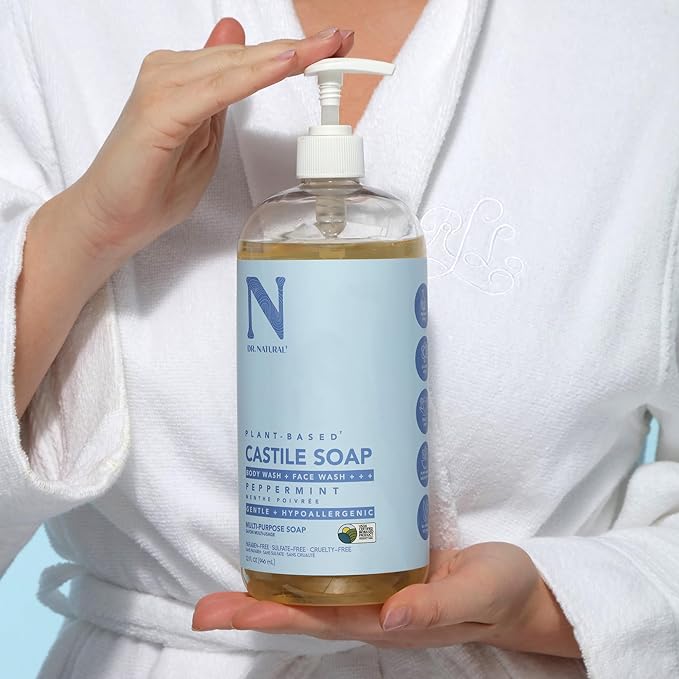 Castile Liquid Soap - Peppermint by Dr. Natural for Unisex - 32 oz Soap - Pack of 2