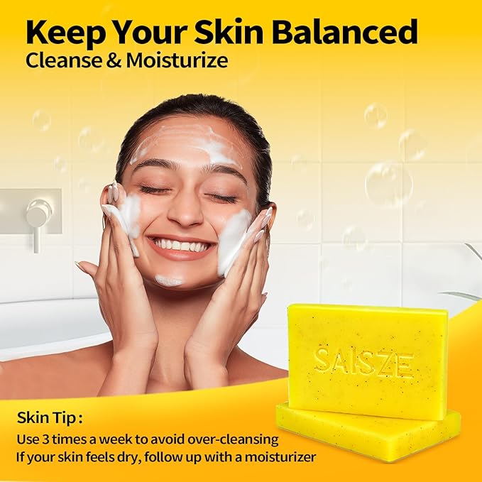 Dead Sea Sulfur Soap Bar Help with Acne and Blackheads, Natural Sulfur Face Wash Bar Keeps Pores Cleaner, Organic Sulphur Soap Bar for Oily Skin and Blemishes, 4 Ounce (Pack of 2)