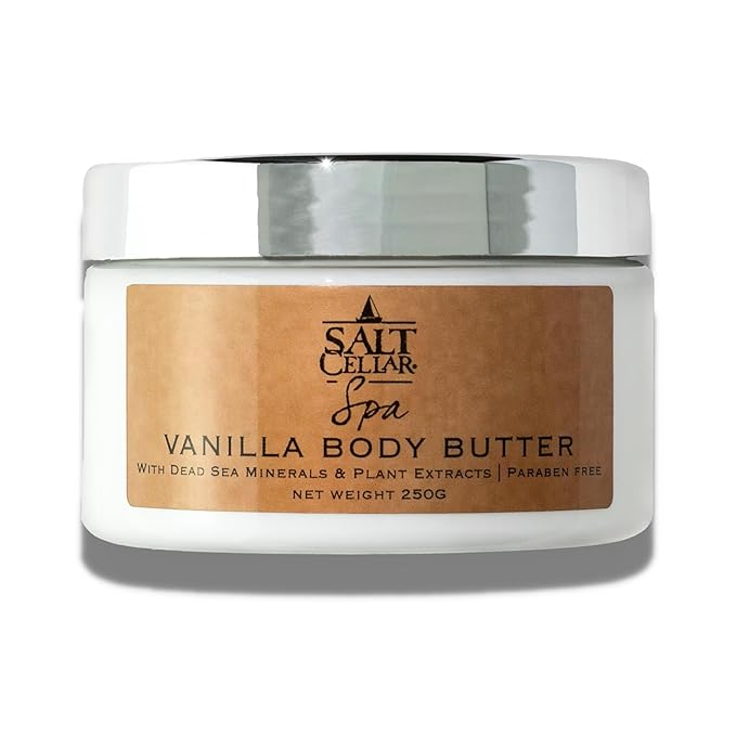 Salt Cellar Spa Vanilla Body Butter for Women, Made with Dead Sea Minerals, Shea Butter and Plant Extracts, Luxurious Skin Rejuvenation and Moisturization, Made in Israel, Cruelty-Free, Paraben Free