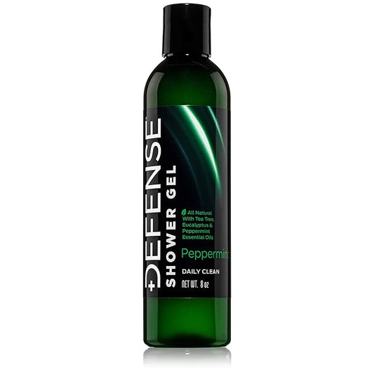 Defense Soap Organic Peppermint Body Wash | All Natural Mint Shower Gel with Tea Tree Oil, Eucalyptus Oil. Wrestling Inspired, For All Mens & Womens Skin Types. 8 oz