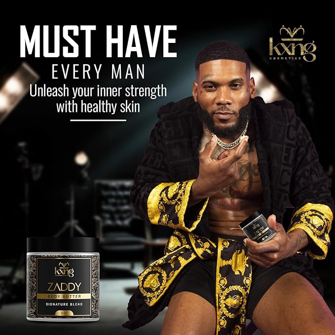 KXNG Cosmetics, Body Butter, Organic Skin Care for Men and Women, Body Moisturizer Lotions and Creams, Raw Shea Butter, Cocoa Butter, Mango, Coconut Oil, Hand, Foot, All Skin Types (Zaddy XL)