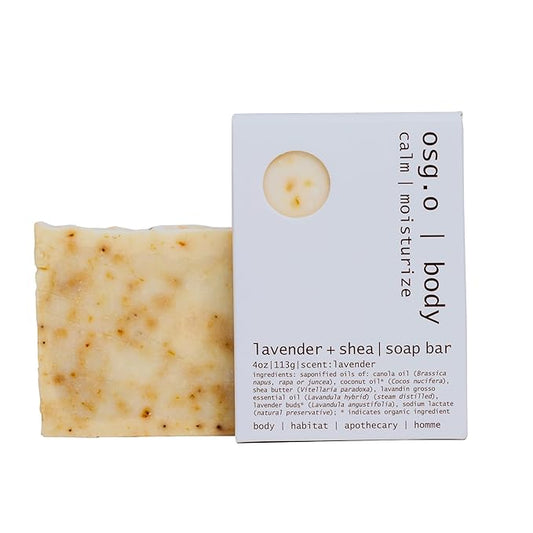 Natural Organic for Face and Body, Exfoliating & Moisturizing Soap Bar with Shea Butter, Coconut Oil and Essential Oils, 4oz Per Bar (Organic Lavender + Shea Moisturizing Soap Bar)