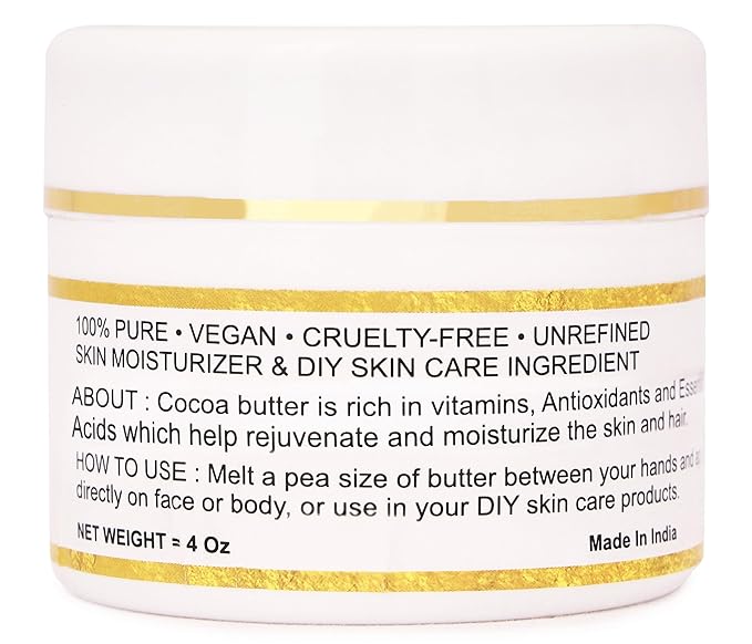Organic Raw Cocoa Butter 100% Pure,Natural & Unrefined| Skin Moisturizer For Face, Body & Hair| 8 OZ/230 GM Ivory/White Grade A | DIY Creams, Balms, Lotions, Soaps| Softens Dry & Tough Skin