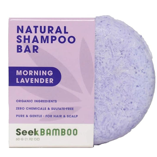 Seek Bamboo Lavender Shampoo Bar – Calming Vegan Hair Care, Sulfate-Free, 3.2 oz, 70–90 Washes, Plastic-Free, Travel-Friendly, All Hair Types