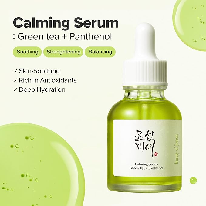 Beauty of Joseon Calming Serum Green Tea Panthenol Soothing, Moisturizing Sensitive, Acne-Prone, UV Irritated Skin, Daily Korean Skin Care for Men and Women, 30ml 1 fl.oz