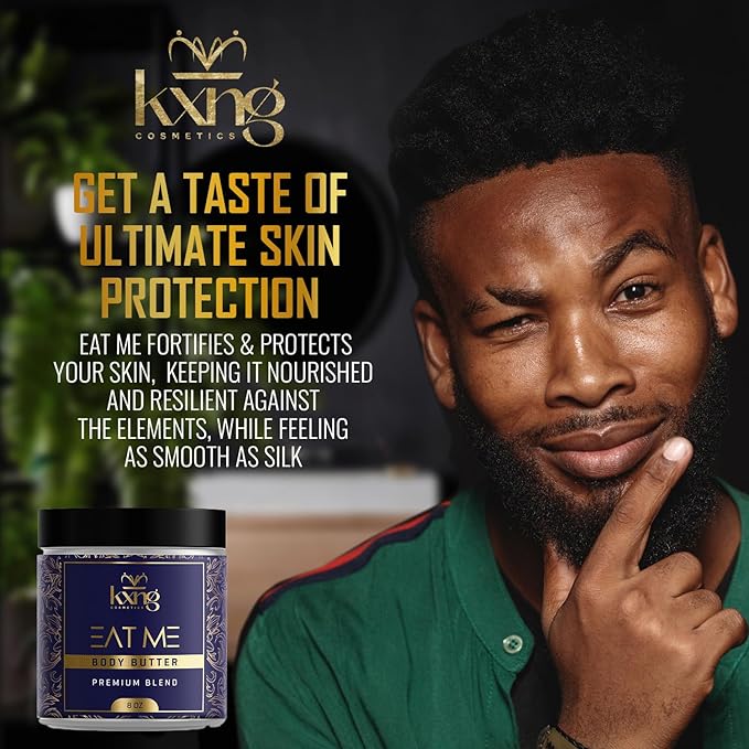 KXNG Cosmetics, Body Butter, Organic Skin Care for Men and Women, Body Moisturizer Lotions and Creams, Raw Shea Butter, Cocoa Butter, Mango, Coconut Oil, Hand, Foot, All Skin Types (Eat Me XL)
