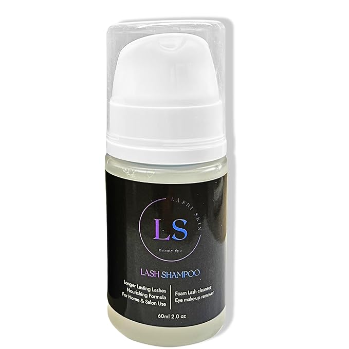 LAKSHISKIN Lash Shampoo | Nourishing Eyelash Shampoo & Cleanser for Extensions with Vitamins & Botanicals - Salon Quality, Perfect for Professional & Home Use - 60mL