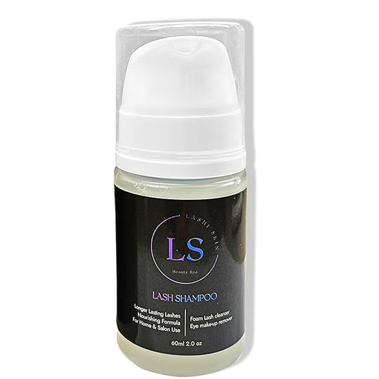 LAKSHISKIN Lash Shampoo | Nourishing Eyelash Shampoo & Cleanser for Extensions with Vitamins & Botanicals - Salon Quality, Perfect for Professional & Home Use - 60mL