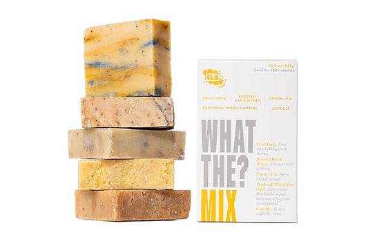 ILS Soap co - What The? Mix (Fruit Farts/Cafe Olé/Citrus I.P.A./Roasted Oats and Honey/Patchouli-Wood-Oatmeal) All Natural Bar Soap for All Skin Types - Cold Process and Handmade in the USA (5 Pack)