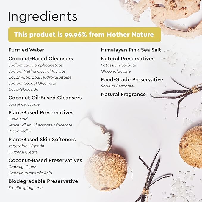 Puracy Body Wash, Natural Body Wash, 98.6% Pure Plant Ingredients, Moisturizing Shower Gel for Women Men Kids, Body Soap for Dry Sensitive Skin. Gently Scented with Coconut & Vanilla 12 Oz (2-Pack)