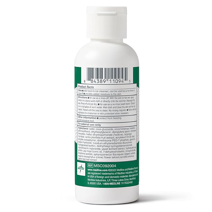 Medline Remedy Clinical Shampoo & Body Wash, Gentle Cleansing Formula, 4 oz., Moisturizing and Soothing, Pack of 48