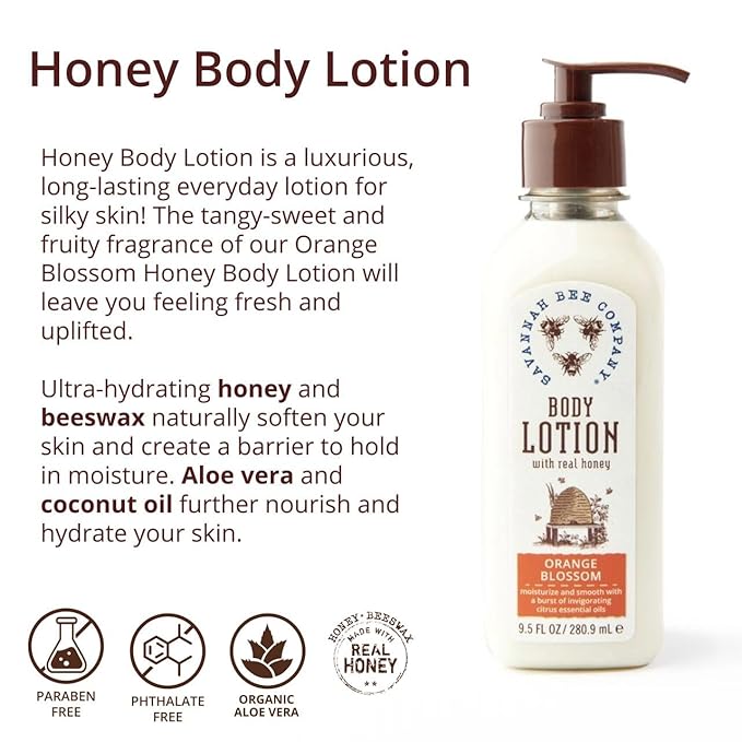 Savannah Bee Company Honey Body Lotion - All Natural Body Lotion for Women and Men