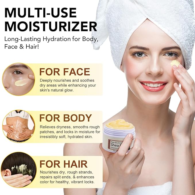 Shea Butter Body Lotion, Scented Organic Shea Butter Moisturiser, 120g Luxurious Hydration and Moisturizing, Natural Antioxidant Ingredient, For All Skin Types Face Shape Hai