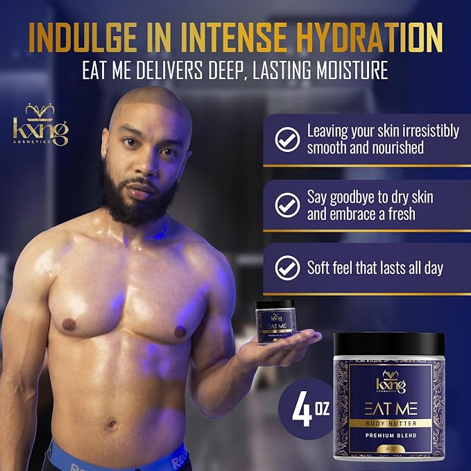 KXNG Cosmetics, Body Butter, Organic Skin Care for Men and Women, Body Moisturizer Lotions and Creams, Raw Shea Butter, Cocoa Butter, Mango, Coconut Oil, Hand, Foot, All Skin Types (Men's Care Pack)