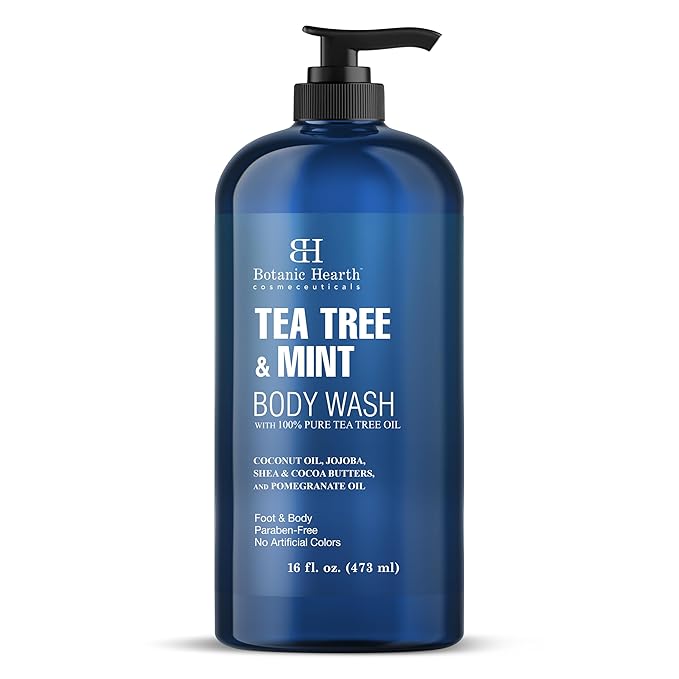 Botanic Hearth Tea Tree Oil Body Wash with Mint, 16 fl oz - Moisturizing, Soothing, Helps Control Fungal Infections, Deep Moisturization, Promotes Healthy Skin, Ethically Sourced