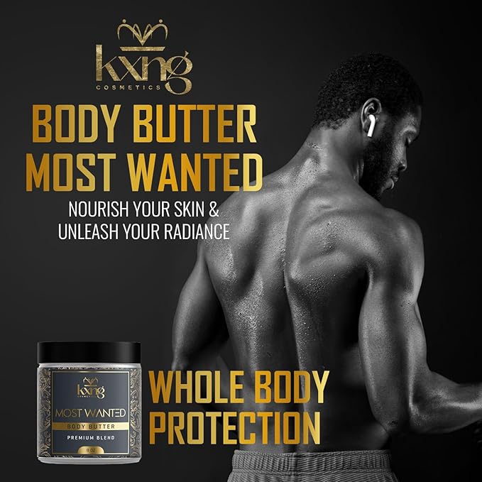 KXNG Cosmetics, Body Butter, Organic Skin Care for Men and Women, Body Moisturizer Lotions and Creams, Raw Shea Butter, Cocoa Butter, Mango, Coconut Oil, Hand, Foot, All Skin Types (Most Wanted XL)