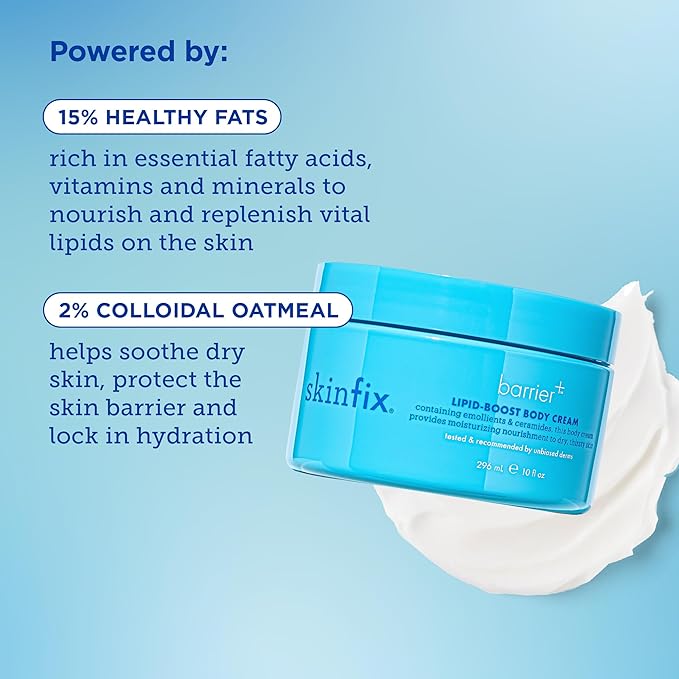 Skinfix Lipid-Boost Body Cream - 10 oz - Glow-Boosting, Hydrating All-Over Body Moisturizer - Non-Greasy, Fast Absorbing - Fragrance Free - Vegan, Cruelty Free