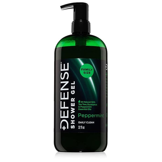 Defense Soap Organic Peppermint Body Wash | All Natural Mint Shower Gel with Tea Tree Oil, Eucalyptus Oil. Wrestling Inspired, For All Mens & Womens Skin Types. 32 oz