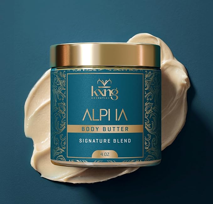 KXNG Cosmetics, Body Butter, Organic Skin Care for Men and Women, Body Moisturizer Lotions and Creams, Raw Shea Butter, Cocoa Butter, Mango, Coconut Oil, Hand, Foot, All Skin Types (Alpha)