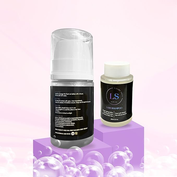 LAKSHISKIN Lash Shampoo | Nourishing Eyelash Shampoo & Cleanser for Extensions with Vitamins & Botanicals - Salon Quality, Perfect for Professional & Home Use - 60mL