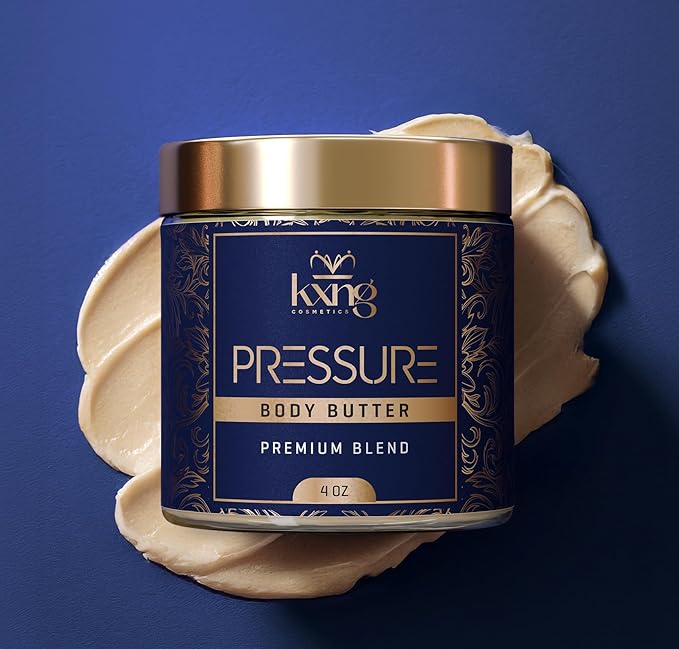 KXNG Cosmetics, Body Butter, Organic Skin Care for Men and Women, Body Moisturizer Lotions and Creams, Raw Shea Butter, Cocoa Butter, Mango, Coconut Oil, Hand, Foot, All Skin Types (Pressure)