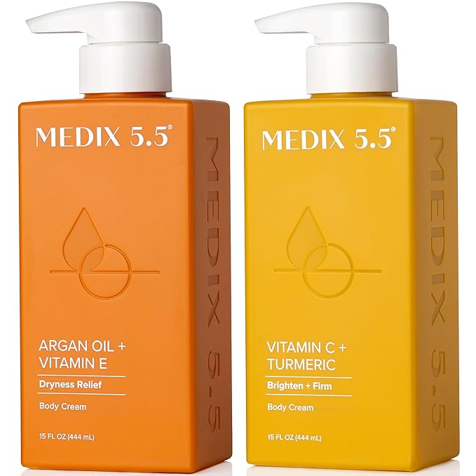Medix 5.5 Women Vitamin C Cream + Anti Aging Argan Oil Cream Skin Care | Moisturizer Body Cream & Face Lotion | Brightening Body Lotion | Uneven Skin Tone, Wrinkles, & Sun Damaged Skin | 2 Piece