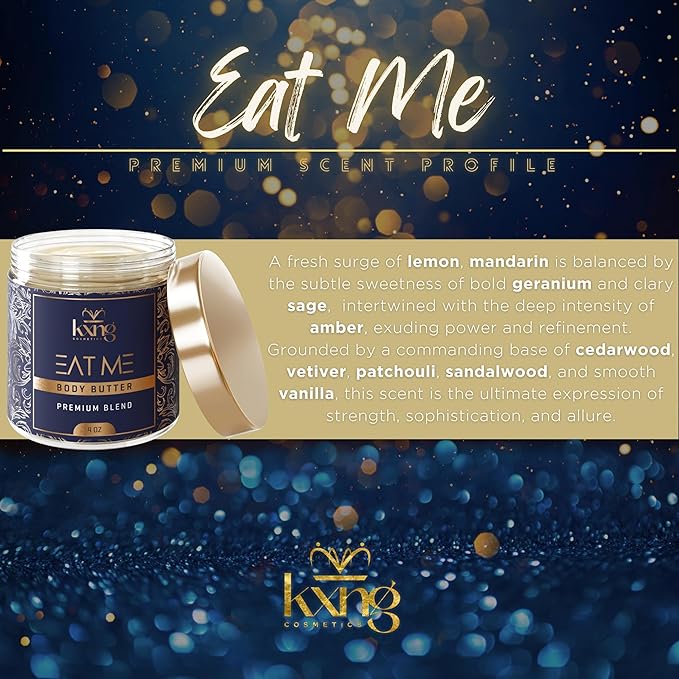 KXNG Cosmetics, Body Butter, Organic Skin Care for Men and Women, Body Moisturizer Lotions and Creams, Raw Shea Butter, Cocoa Butter, Mango, Coconut Oil, Hand, Foot, All Skin Types (Eat Me 2)