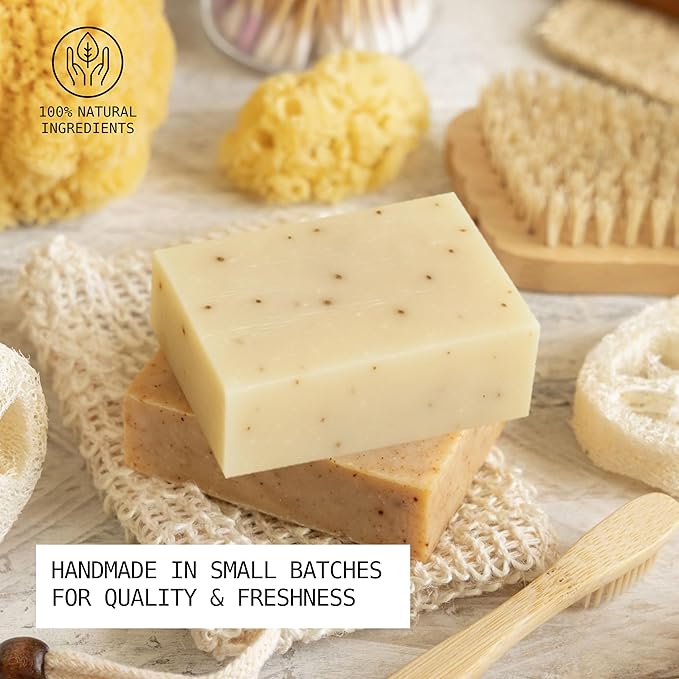 Natural Organic for Face and Body, Exfoliating & Moisturizing Soap Bar with Shea Butter, Coconut Oil and Essential Oils, 4oz Per Bar (Sweet Orange Poppy)